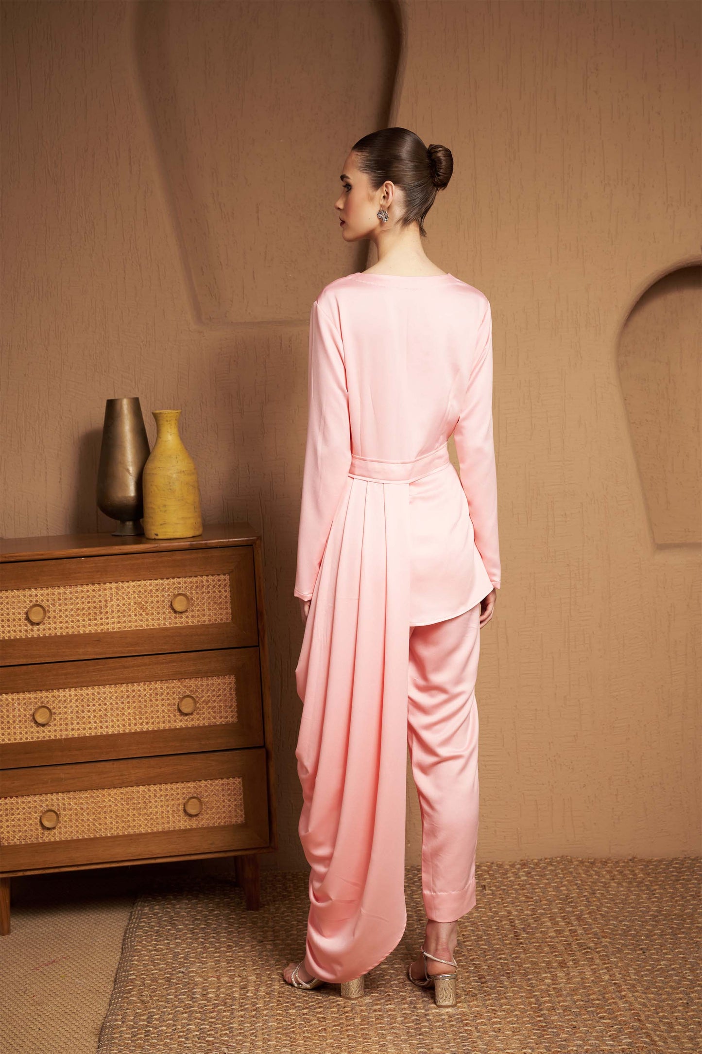 AMORA DRAPE TUNIC PANT SET