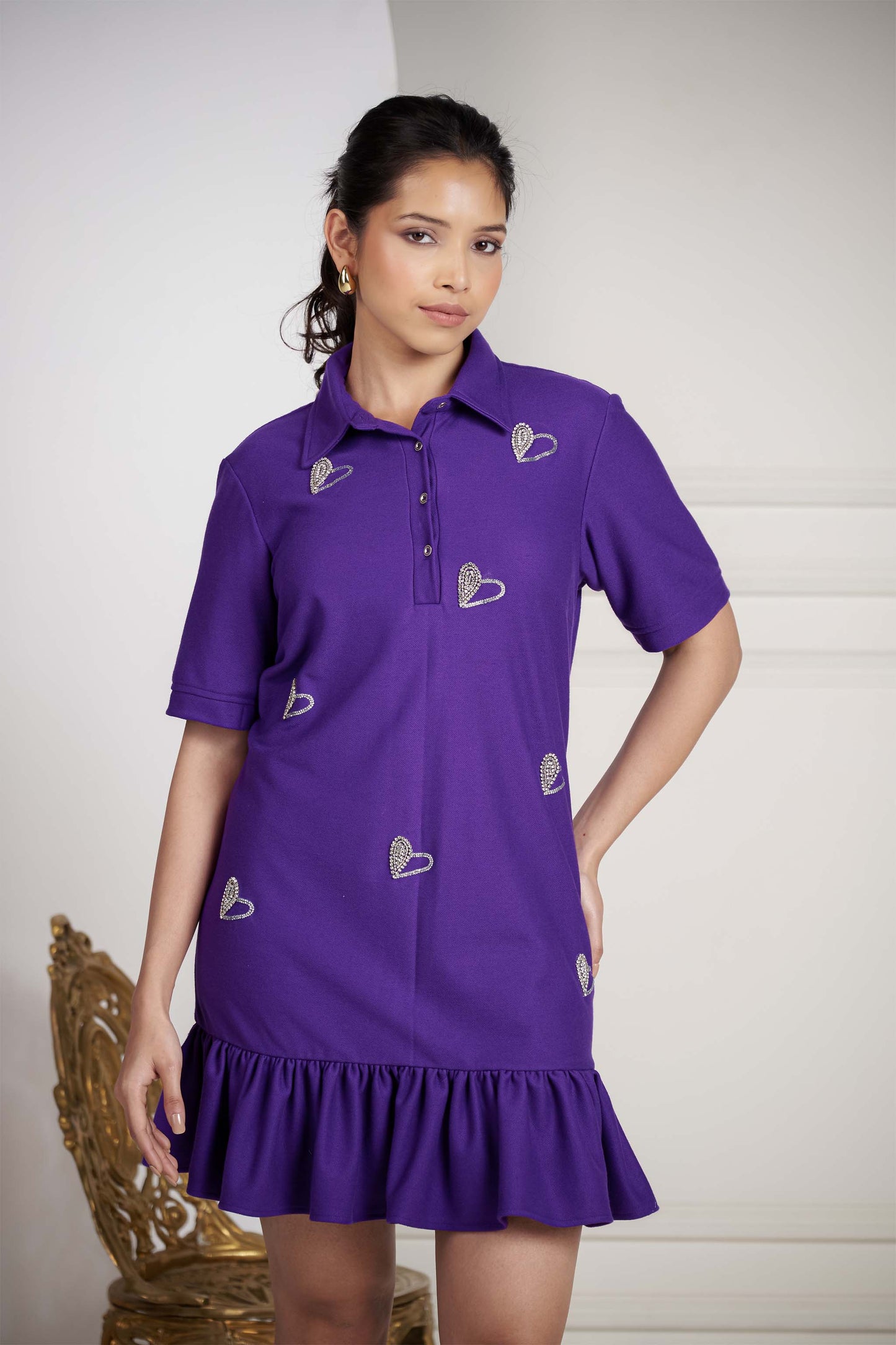 SAGE HEART POLO DRESS
